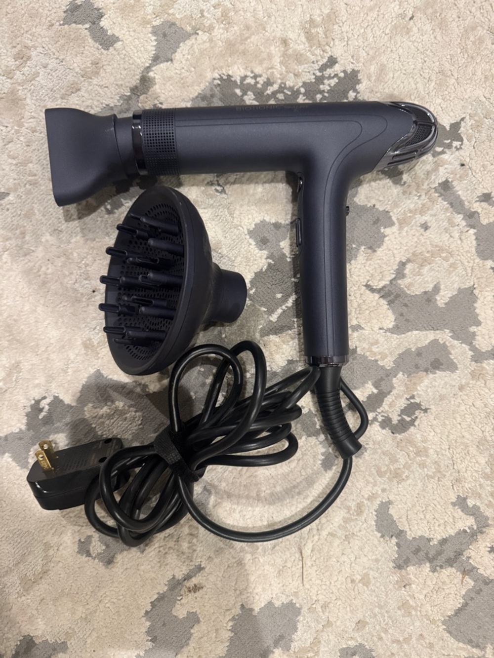 Black Hair Dryer with Diffuser - Brand Not Visible